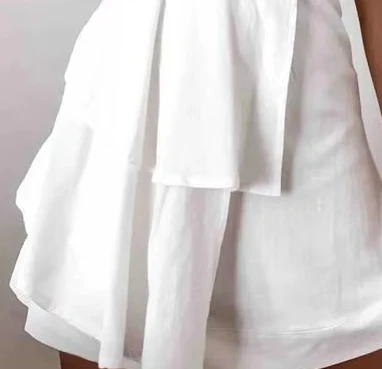 

Women's Summer Square Neck Mini Dress Sleeveless and Ruffled Layered Hem Solid Color Dress