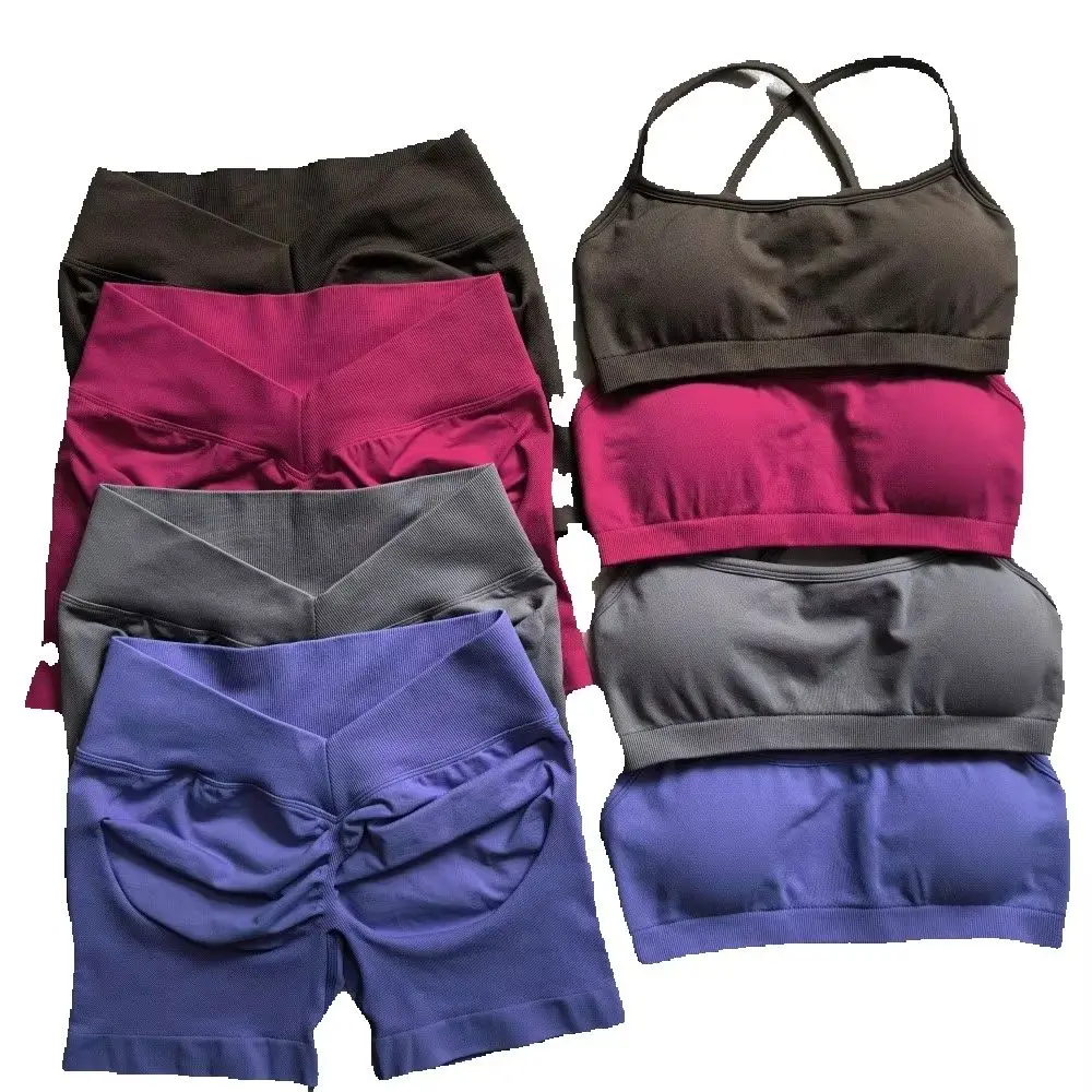 Women Seamless Cross Back Sports Bra, Adjustable Multi-Way Crisscross Straps Open Back Crop Top Padded Yoga Gym Fitness Activewe