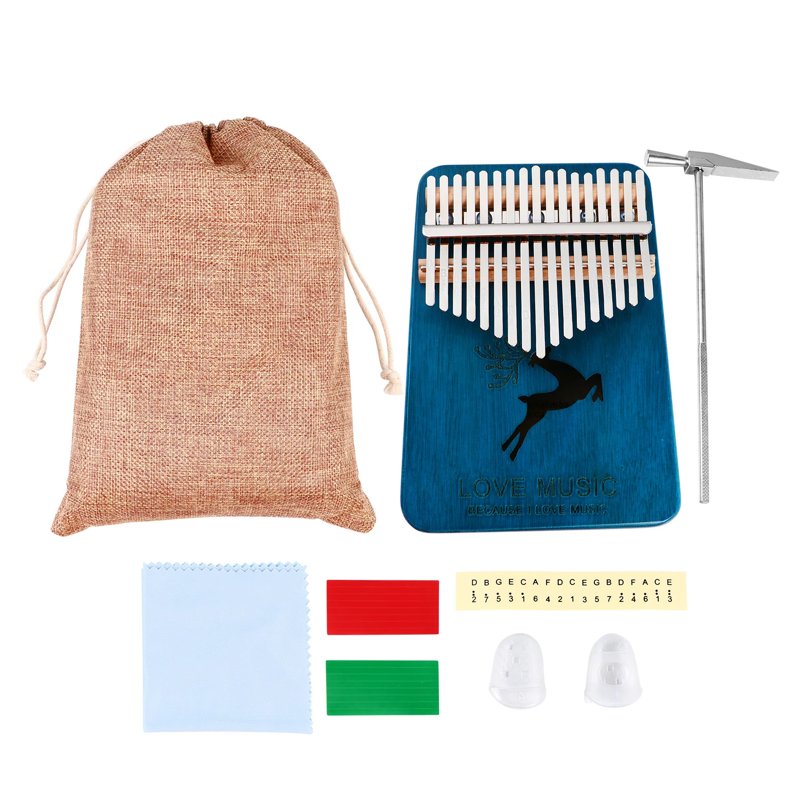 

1Set 17-Key Thumb Piano Kalimba Finger Instrument Creative Wood Musical Instrument for Beginners Portable Resonant Sound Design