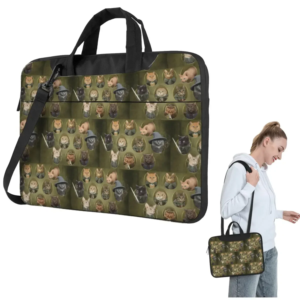 Cat Of The Rings Crossbody Laptop Bag Case Computer Bag Resistant Protective Notebook Pouch for Macbook Pro