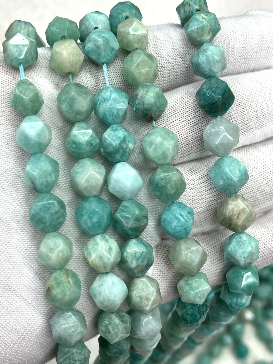 Natural Amazonite Crystal Tianhe Stone Section Beads Faceted Loose Spacer For Jewelry Making DIY Necklace Bracelet 15'' 6-12mm