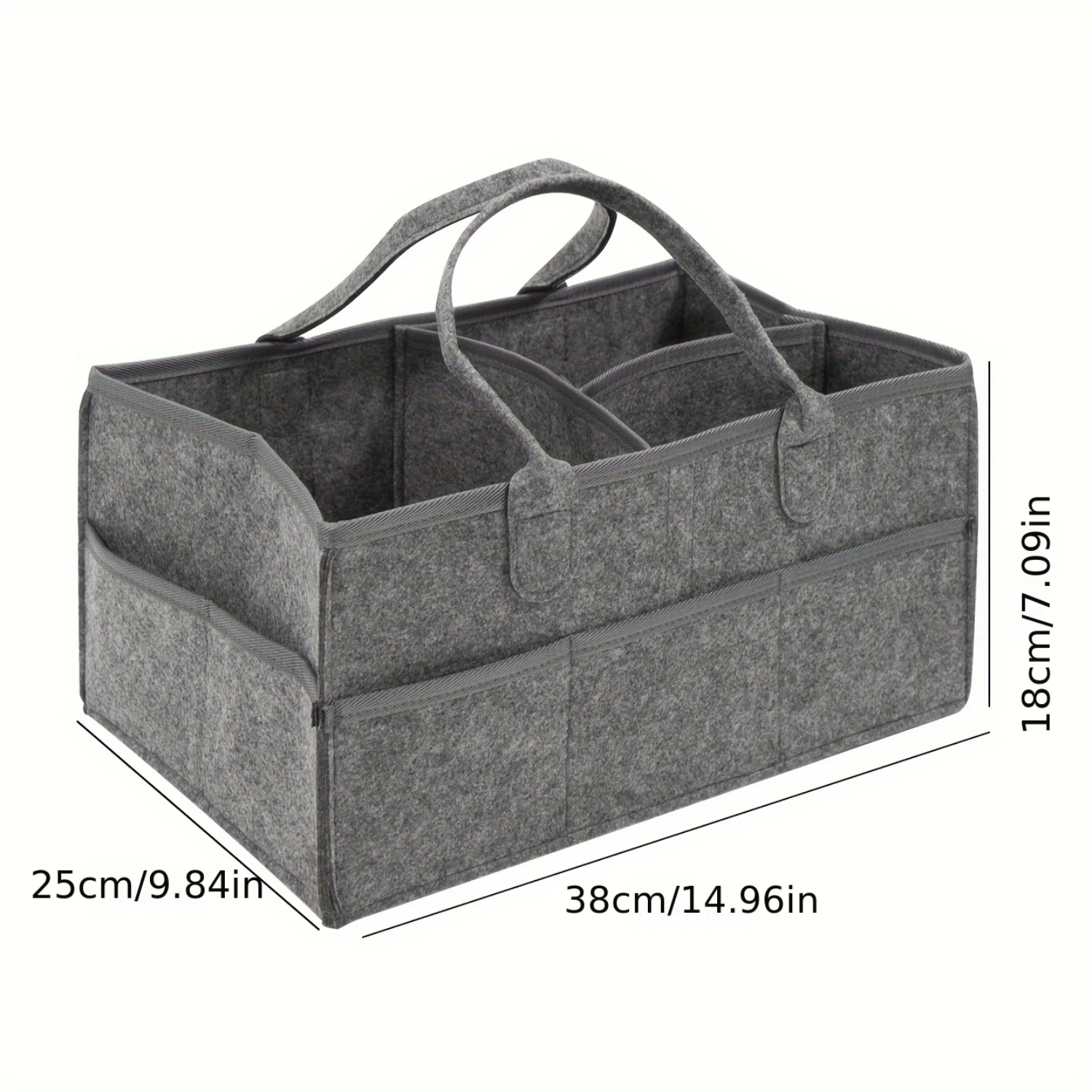 Premium Dark Gray Felt Diaper Bag - Stylish, Durable, and Versatile - Spacious Mommy Basket with Wet Wipe Organizer - fo