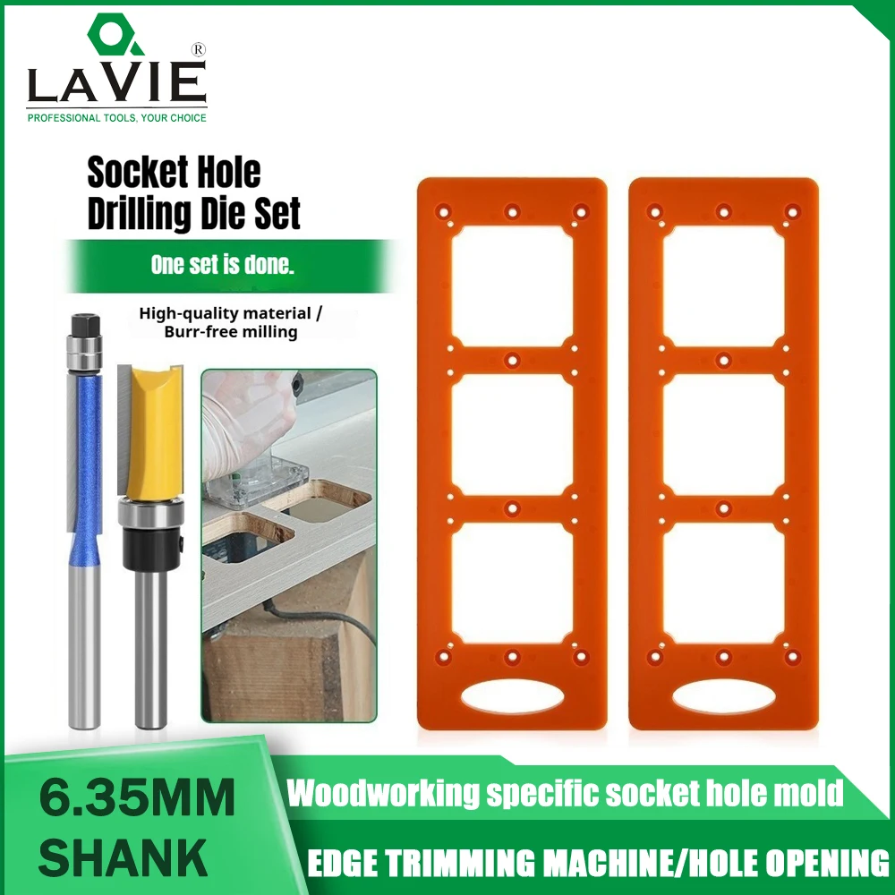 

LAVIE Socket Hole Mold Collocation1/4 Shank Woodworking Milling Cutter Profiling Bearing Straight Socket Trimming MachineOpening