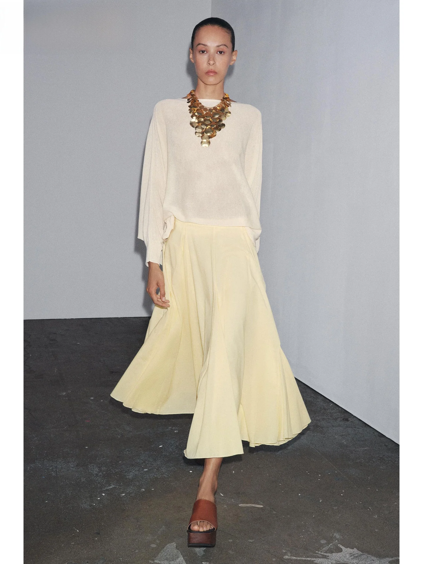 ZAPRHA Midi A-Line Skirt Faionable Wide Hem Pleated mid Waist  Skirt Casual Sle Summer New Arrival for Ladies