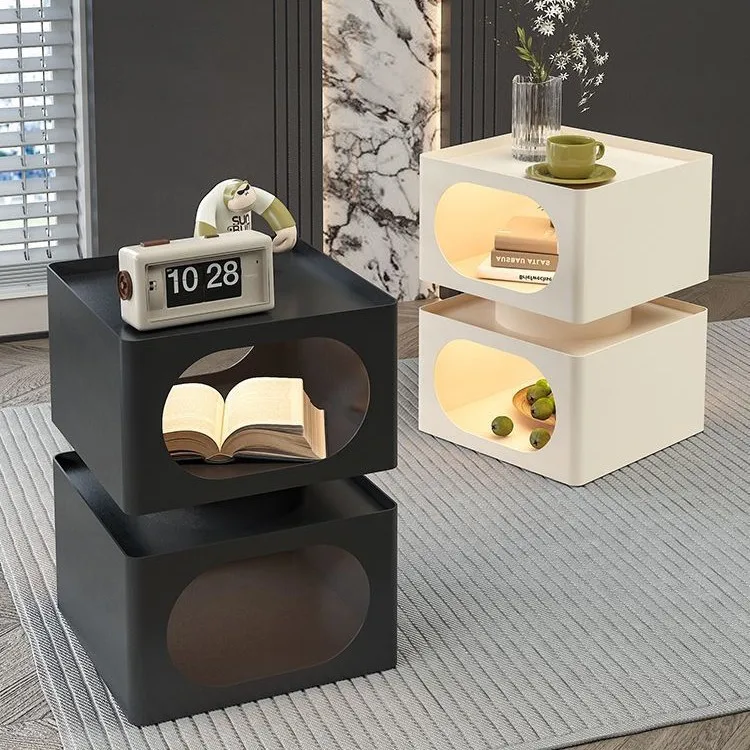 

New home living room wrought iron sofa edge small table modern simple creative floor rack light luxury