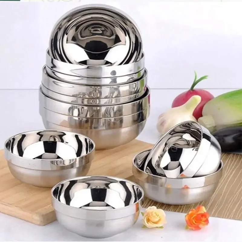 Double Walled Insulated Soup Bowls, Snack Metal Bowl for Ice Cream Salad Noodles Sauces,Adult Rice Bowl, 304 Stainless Steel