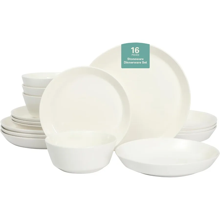

Летние оттенки, фарфоровый набор посуды из 16 предметов на 4 предмета, включая тарелки и миски белого цвета, идеально подходит для повседневных обеденных пикников на открытом воздухе E