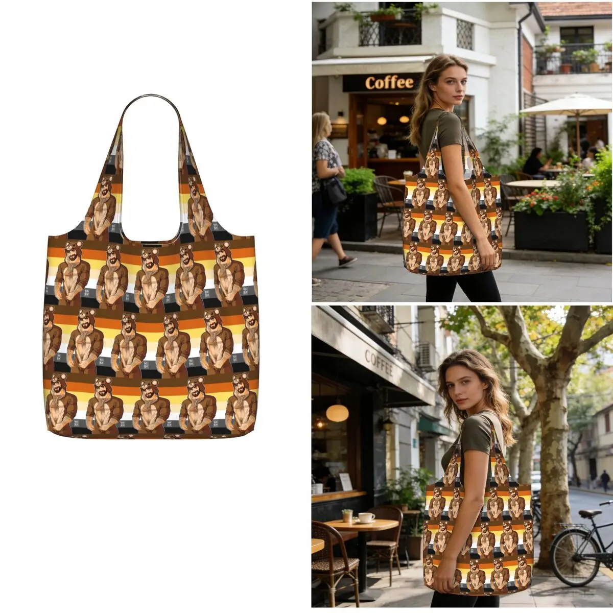 Adam Likes Teddy Bears - Bear Pride Shopping Tote Bag Canvas Large Capacity Shoulder Bags Shopper Grocery Handbag for Women