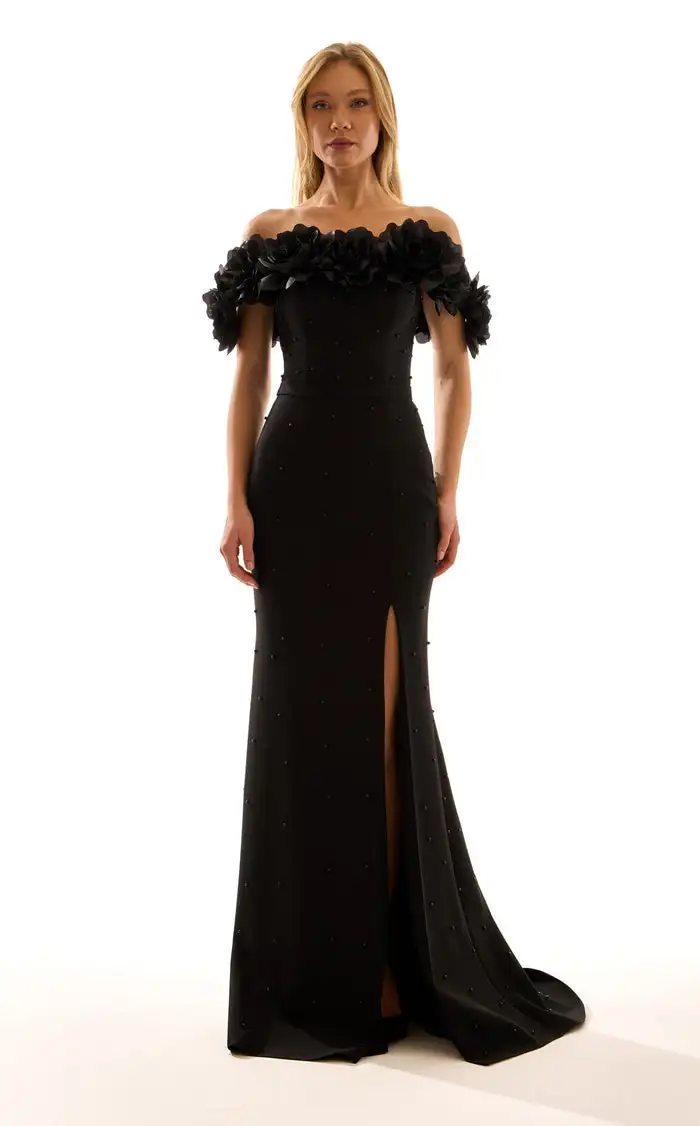 

Customized Exquisite Jersey Flower Beading Sash Straight Boat Neck Long Dresses Bespoke Occasion Dresses Retro Fashion Formal