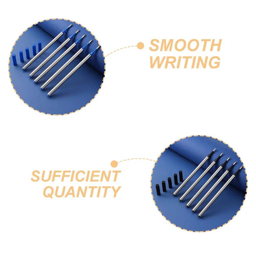 10Pcs Metal Gel Pen Refills Universal Replacement Ink Standard Smooth Writing Office School Signature Note Taking Refills