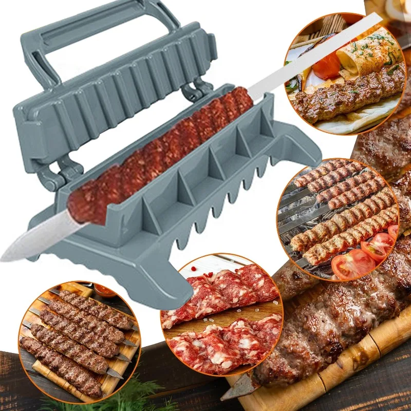 Row Kebab Maker Bbq Meat Skewer Machine Kebab Press Maker Reusable Plastic Bbq Skewer Maker Kebab Preparation BBQ Tool