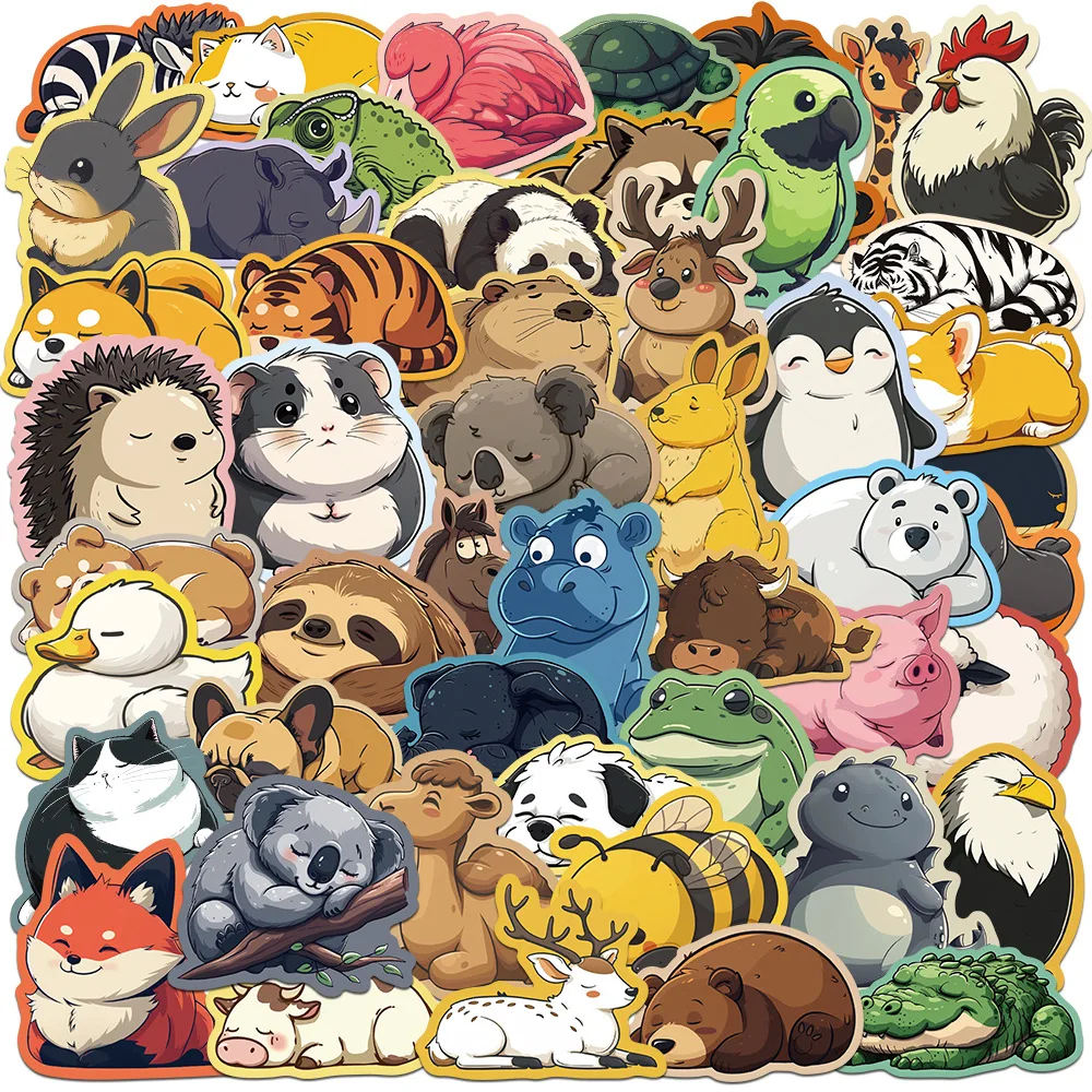 

10/50Pcs Cute animal cartoon Stickers Luggage Suitcase Phone Laptop Guitar Skateboard Car Scrapbook Waterproof Sticker Toy Gift