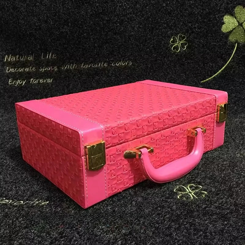 Leather Jewelry Box Portable Travel Storage Boxes with Mirror European Style Double Layer Display Case Necklace Jewellery Box