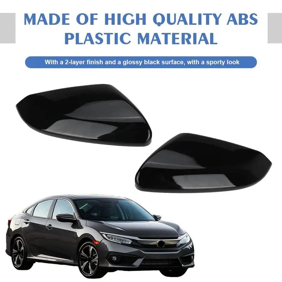 Pair Glossy Black Side Mirror Cover Cap Housing Compatible with Honda Civic 20162019 2020 2021 Honda Insight 20192021, Direct Re
