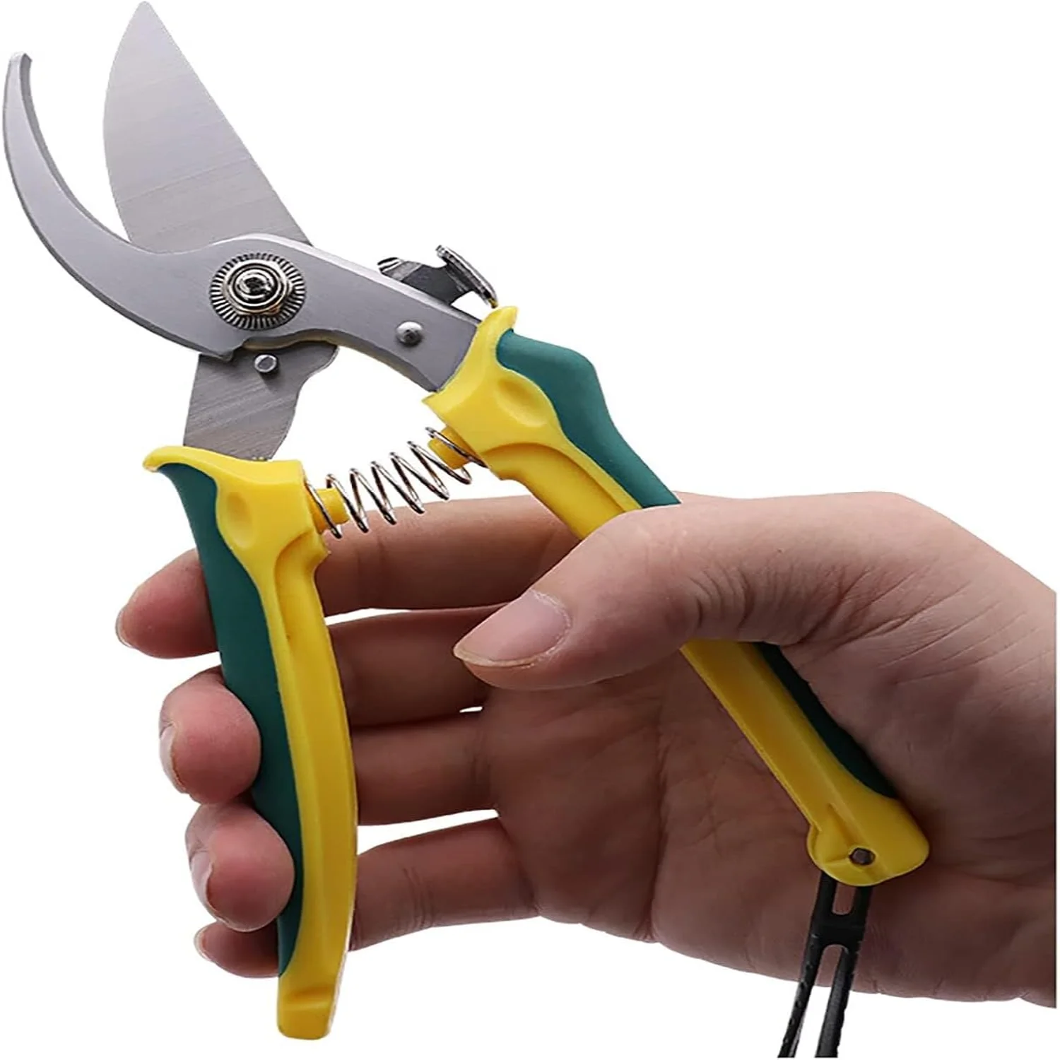 Curved Stainless Steel Pruning Shears for Gardening - Hand Pruning Scissors with Sharp Blades and Comfortable Grip