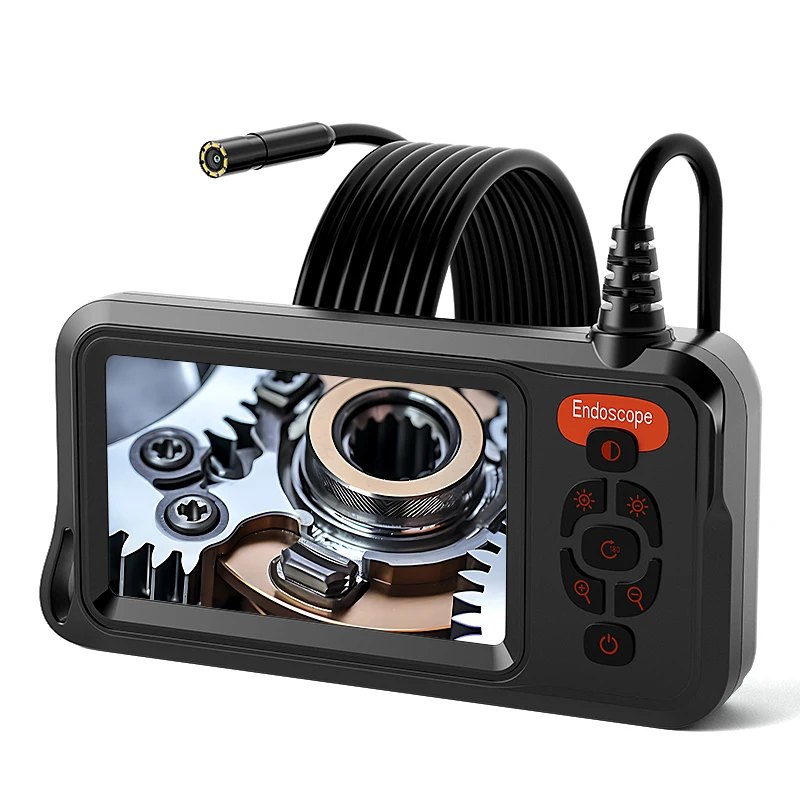  1-30m Hand-hold Industrial Endoscope 1080P 8mm Camera with 4.3'' IPS Screen IP67 Borescope Rigid Cable for Inspection Piping