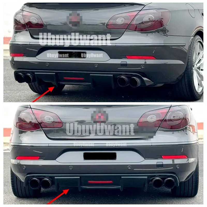 

Shark style with LED light diffuser bumper guard carbon fiber rear lip Suitable for Volkswagen Passat CC spoiler 2009-2017
