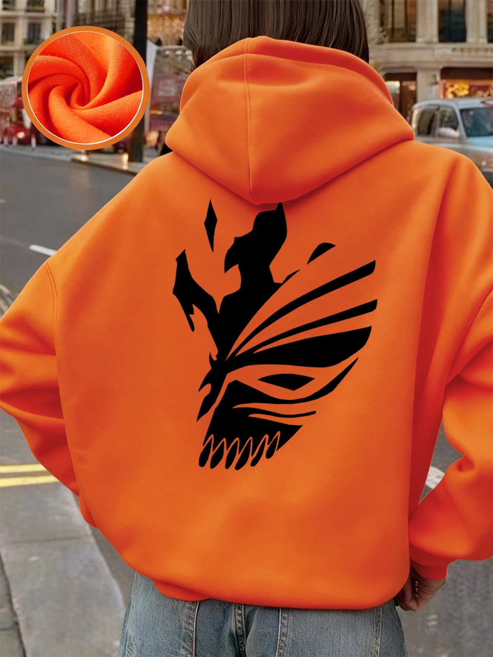 Bleach Ichigo Red Mask Printing Hoodies Damen Winter Fleece Warm Sweatshirt Casual Pocket Pullover Basics Lose Damenkleidung – Detail 15
