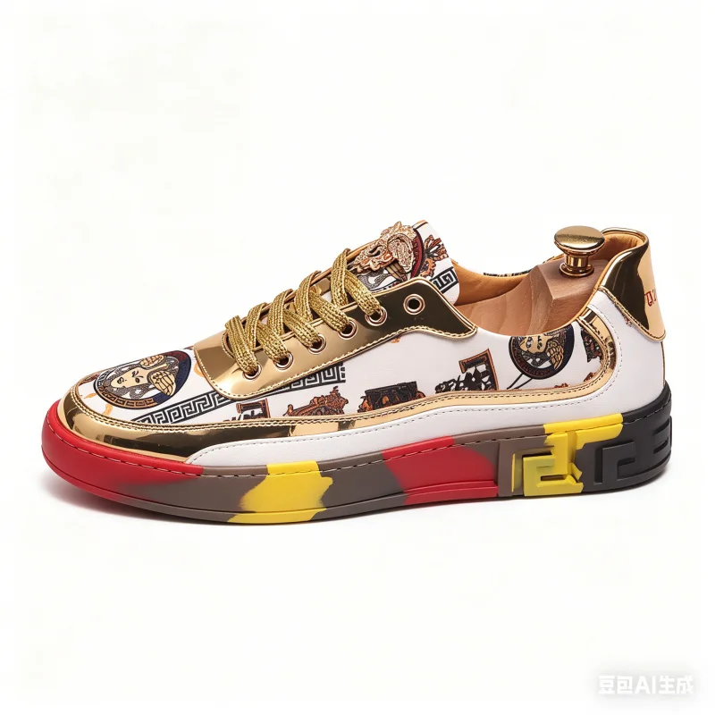 

European trendy brand popular men's shoes2025New autumn shoes with prints, casual and fashionable sneakers for young men