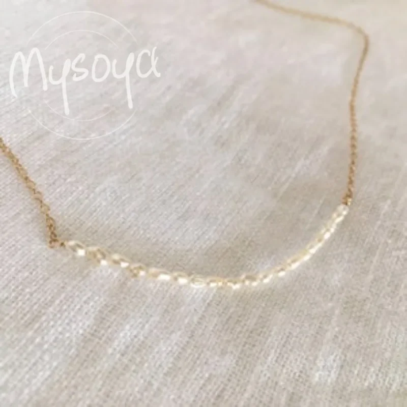

MYSOYA White Baroque Freshwater Pearl Chain Necklace 2-3mm With Gift Box, For Her/Him, Birthday/Wedding/Christmas/New Year Gift