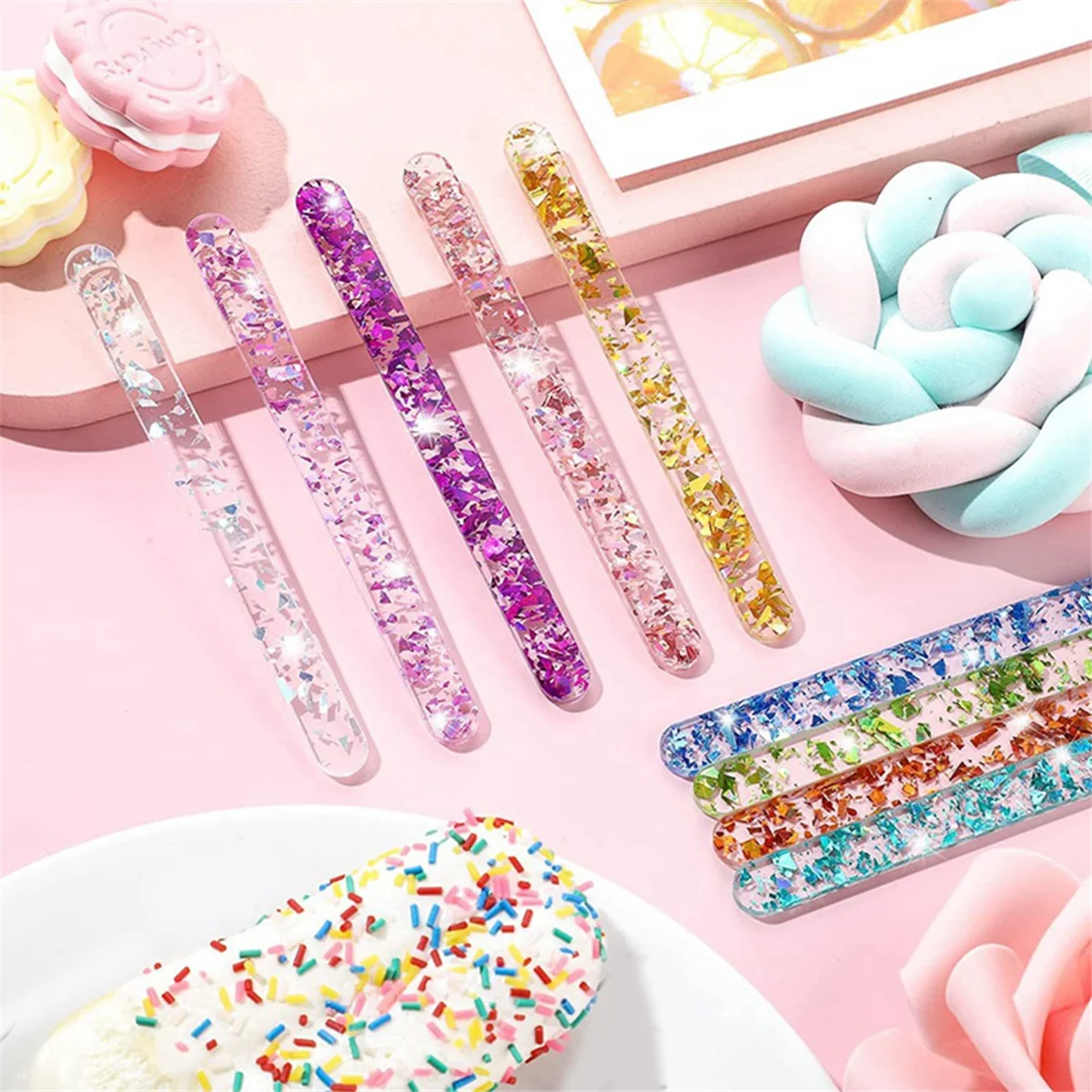 Acrylic Sticks Reusable Cakesicle Sticks Cake Ice Sticks Ice Cream Cakesicle Pop Mold for Home Cake Candy Party Craft D