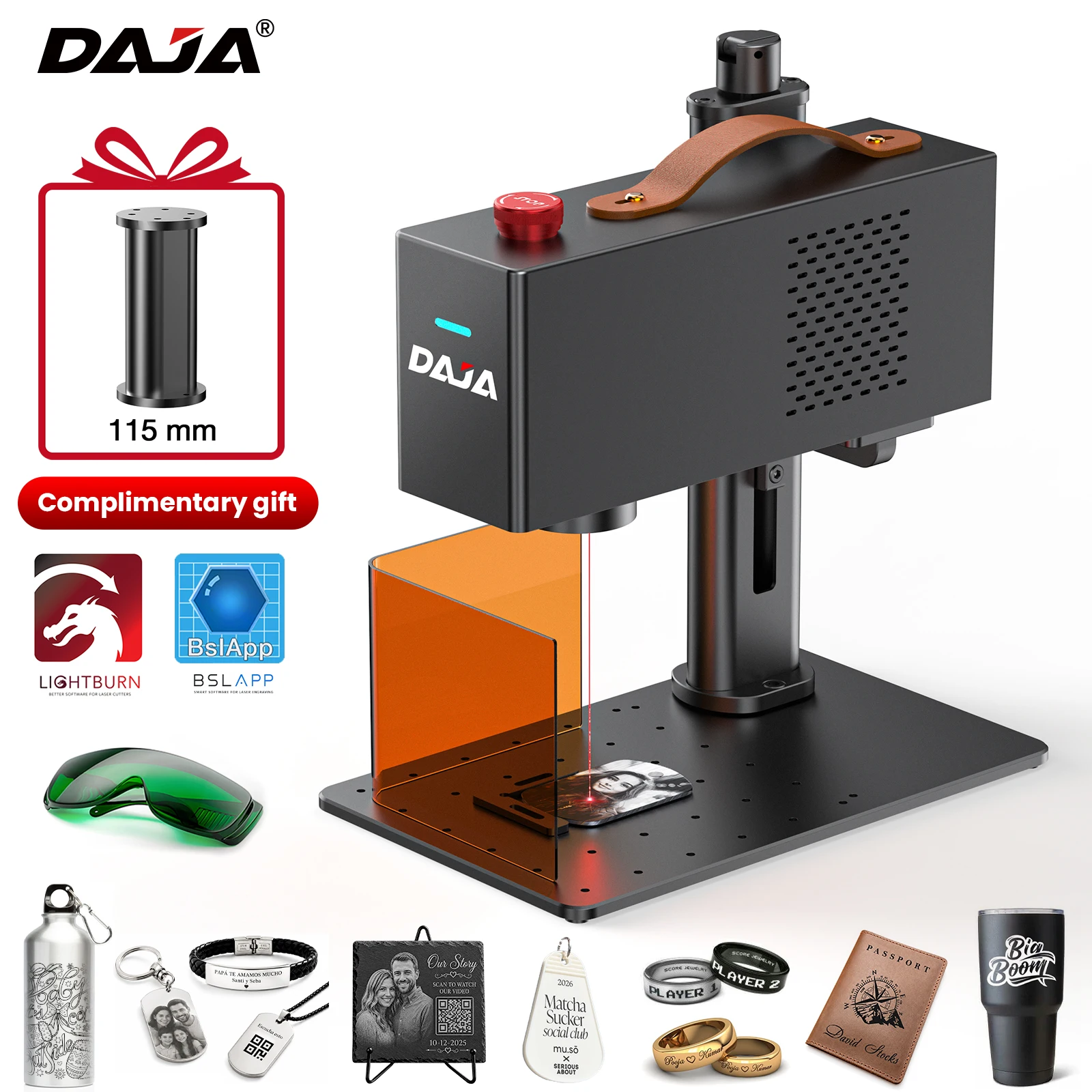 DAJA S6 Portable Fiber Laser Marking Machine High Precision Industrial Business Engraver for All Metal Jewelry Leather Plastic