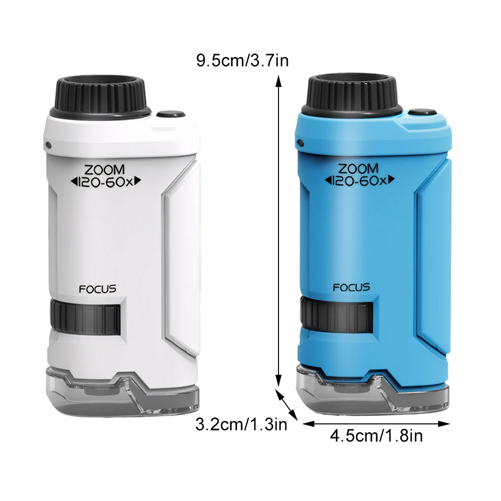 Kid Pocket Microscope Science Experiment Toy Kit 60-120x Educational Mini Handheld Microscope with Light Children Christmas Gift