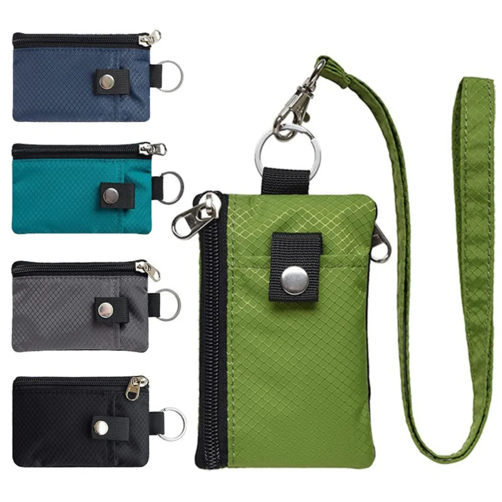 Minimalist RFID Blocking Small Wallet ID Window Slim Keychain Wallet Water Resistant Zip Lanyard Wallet