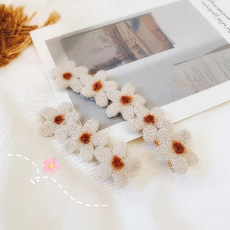 Sweet Ins Small Flower Hairpin Hair Ornaments Sen Bangs Hairpin One-word Side Clip Pendulum Explosion for Girls Hair Tie