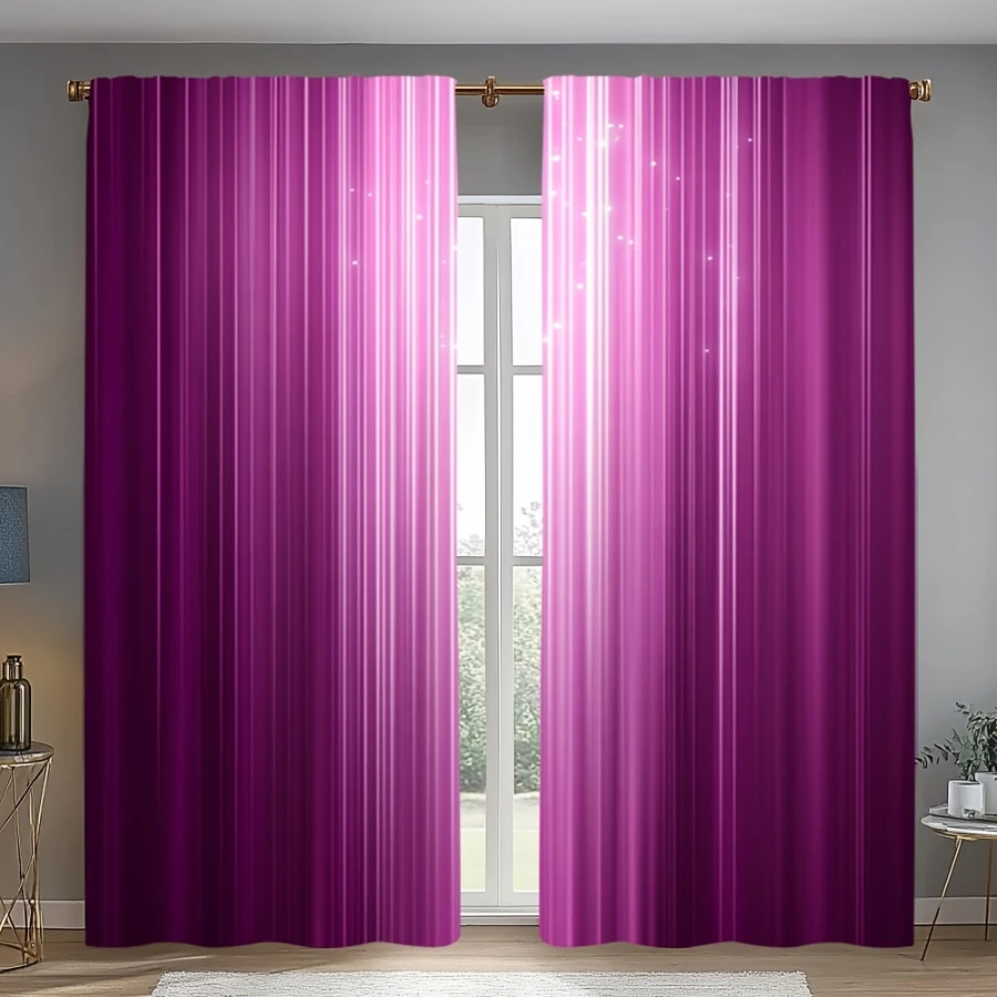 2PCS Digital Printed Curtains, Gradient Pink Purple Design, Gradient Minimalist Style for Living Room Bedroom Home Decor