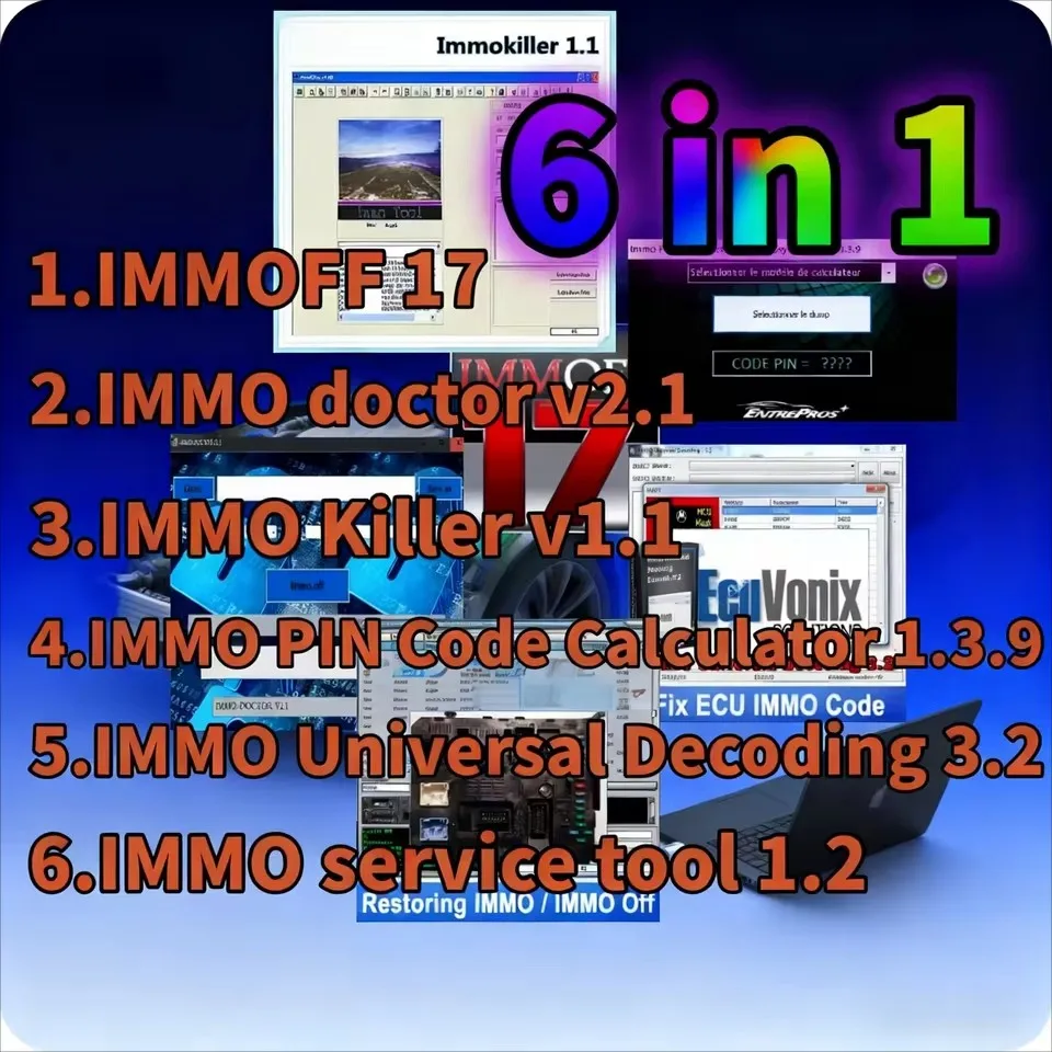 

НОВИНКА!! Сервисный инструмент IMMO+ImmoKiller+Коллькулятор контактного кода IMMO+Комплект программного обеспечения IMMO OFF+ Клавиш 17+Доктор IMMO+Универсальное декодирование IMMO