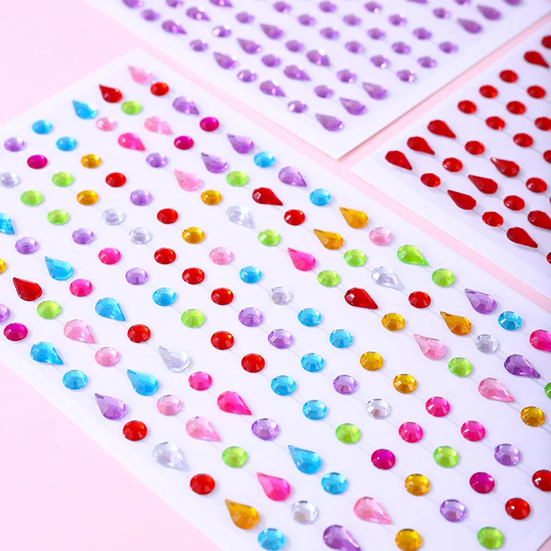 Mixed Size Teardrop Rhinestone Stickers Self Adhesive Crystal Acrylic Gems for DIY Face Eye Nail Art Craft Supplies