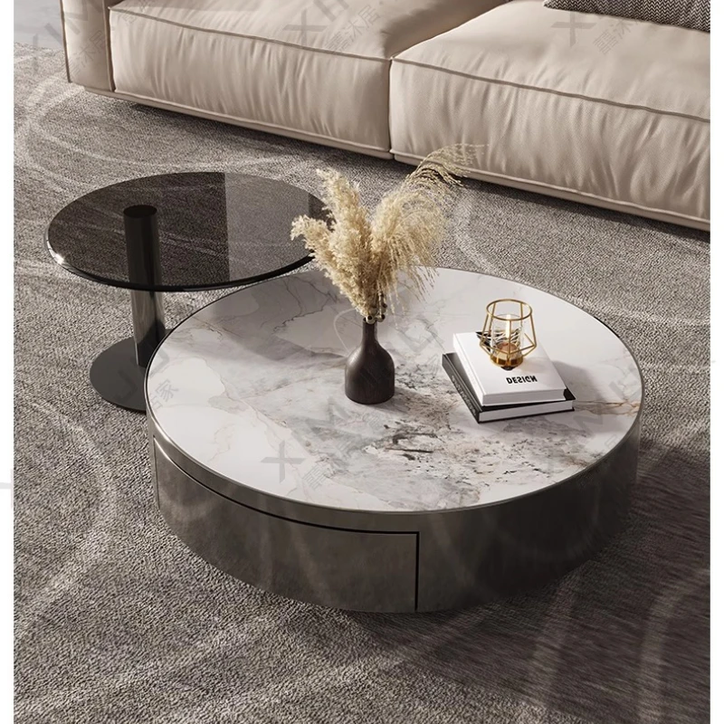 طاولة قهوة ذهبية فاخرة وفريدة من نوعها وبسيطة وحديثة وطاولة قهوة يابانية مستديرة من Muebles Para Hogar أثاث منزلي #4