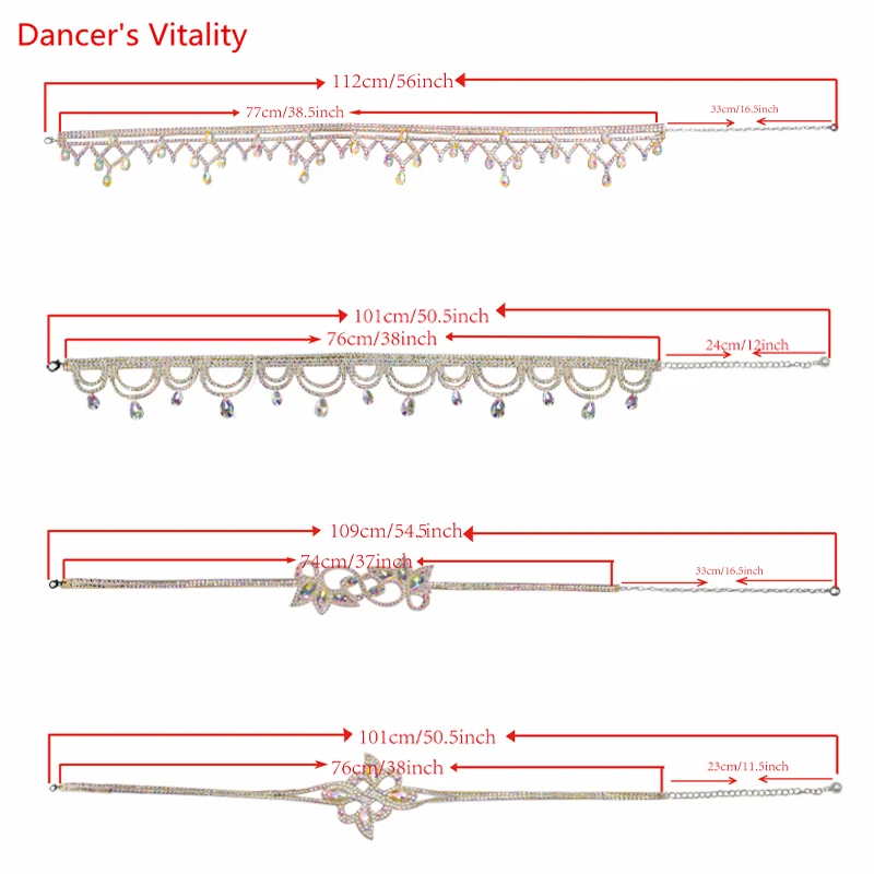 Belly Dance เข็มขัดเพชร-Studded ด้วยตนเองเอว Oriental เต้นรำหญิง Rhinestone อุปกรณ์เสริม