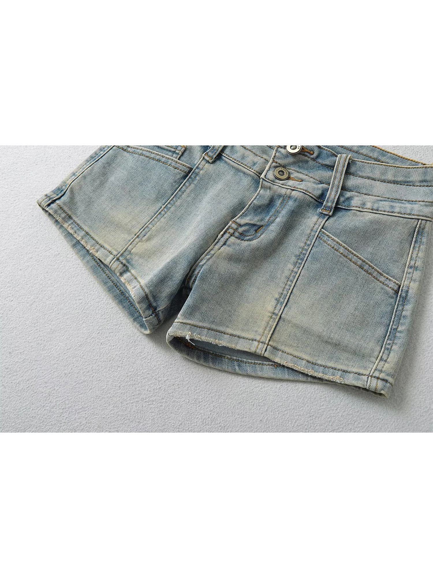 Pantaloncini di jeans a trapezio blu da donna Mini pantaloncini da cowboy anni 2000 Harajuku Vintage Y2k Vita bassa Hot Micro Jean Pantaloni corti Abbigliamento estivo