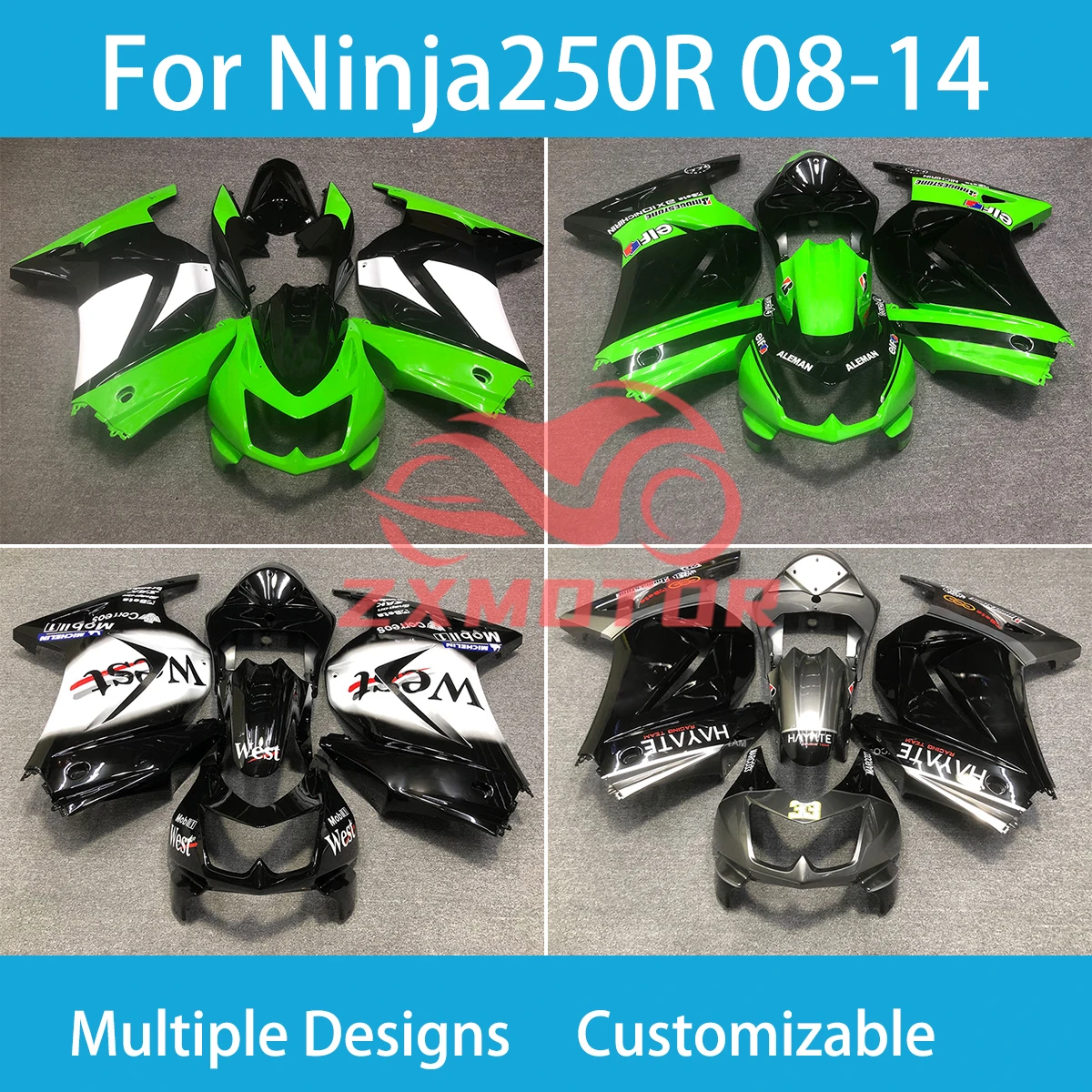 Ninja250R 2008-2011 2012 2013 2014 Prime Fairings Motorcycle for Kawasaki Ninja 250R 08 09 10 11 12 13 14 Injection Fairing Kit