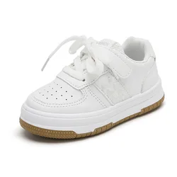 Zapatillas de tenis blancas para niños y niñas, zapatos deportivos cómodos, zapatillas informales transpirables, moda de primavera y otoño