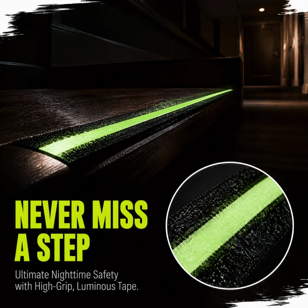 Durable Strong Adhesive Glow In The Dark Tape 2 Inch Width 16.4 Feet Length Non-Slip Grip Tape Anti-Slip Traction Tape Outdoor