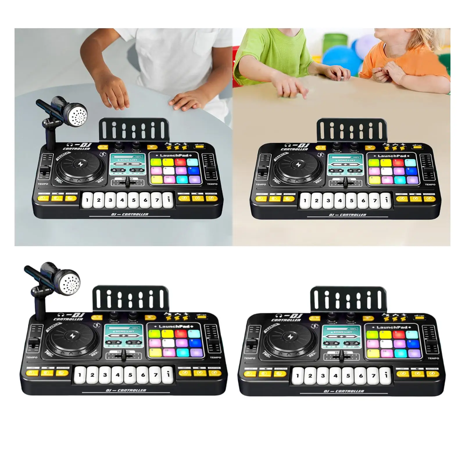 Bebê musical dj conjunto para crianças aprendendo arranhando efeito de som com microfone presente aniversário controlador dj instrumento musical brinquedo