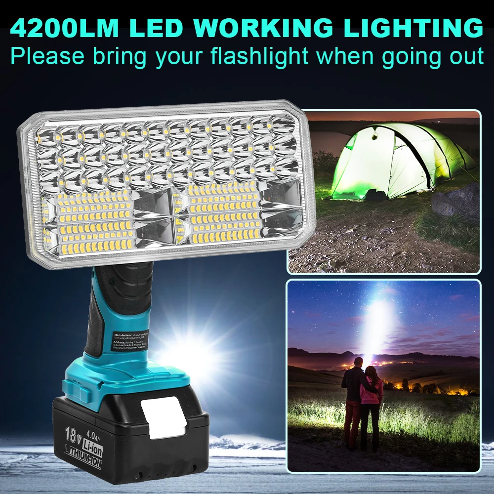 9 inch Portable LED Flashlight For Makita 18V Li-ion Battery with USB & Type C Outdoor Fishing Emergency Tool Zinc Alloy Light
