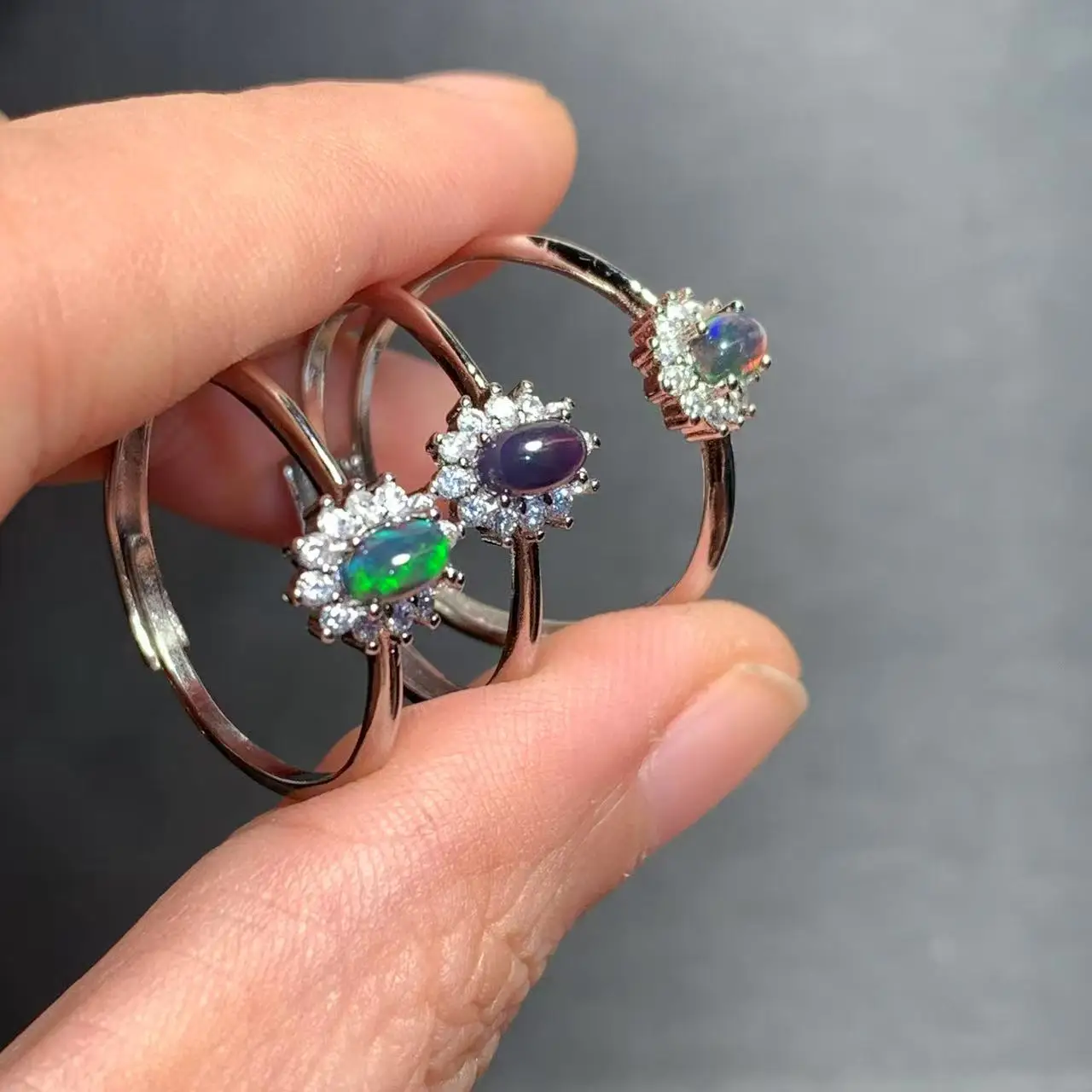Authentic SMALL 5*3MM Natural Black Opal Ring for Daily Wear Female Stone Jewelry Gift Wholesale High Quality Vintage Fine