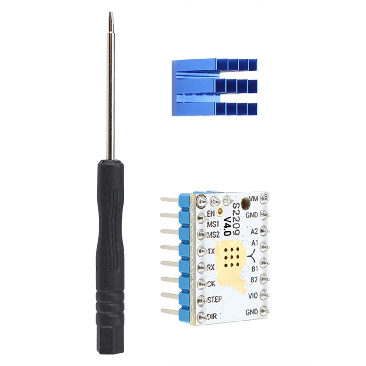 DQ2G TMC2209 V4.0 Driver motore passo-passo Funzionamento silenzioso per stampanti 3D, 5,5-28 V 2,8 A con dissipatore di calore, micropasti migliorati