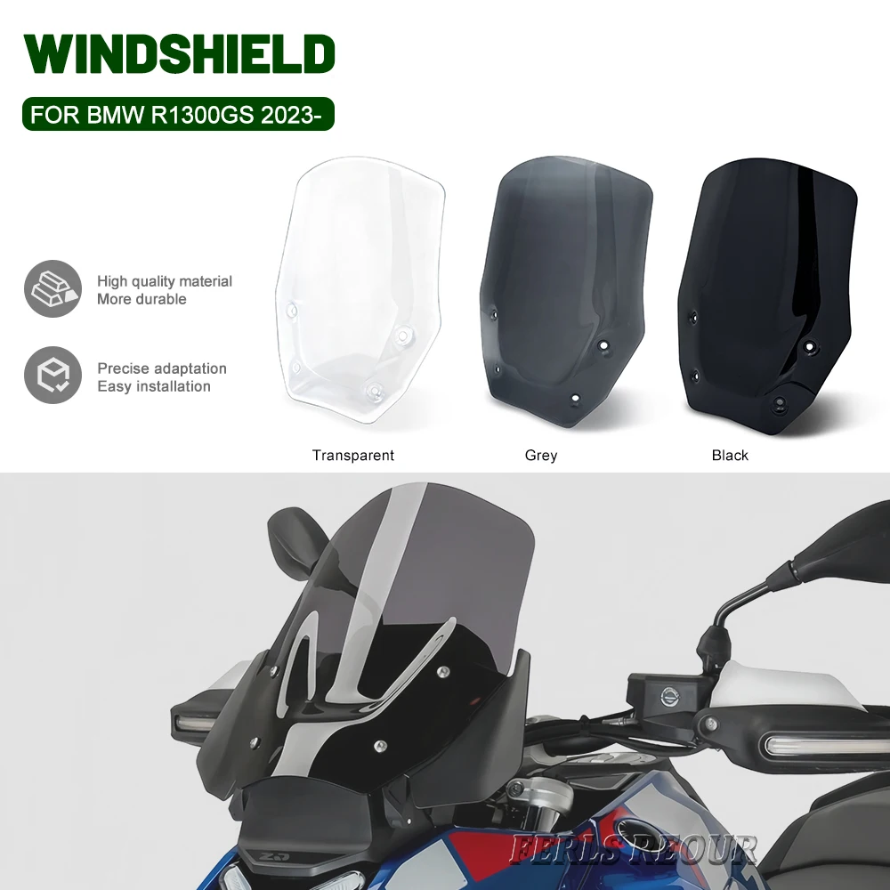 Motorcycle front windshield suitable for BMW R1300GS 2023-2026 windshield wind deflector spoiler accessories, black transparent