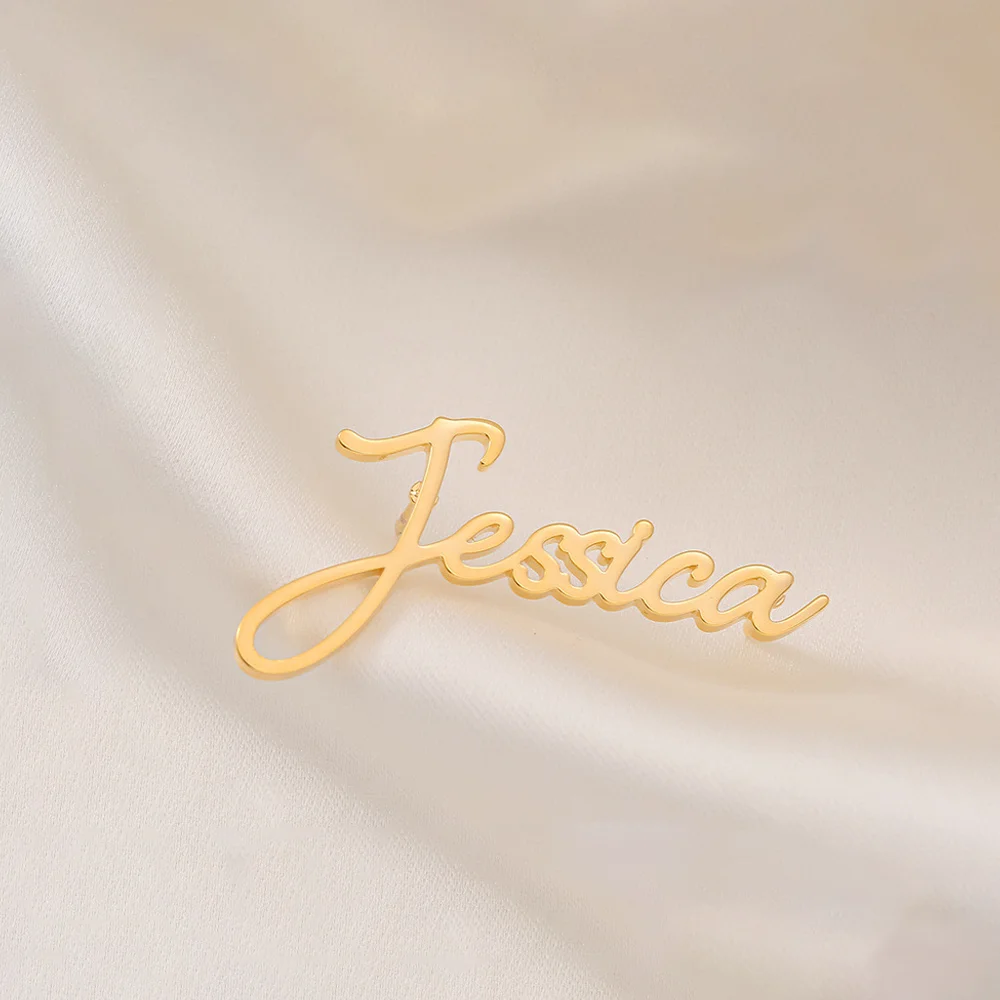 1 Pcs Customized Name Brooch Women Men Fashion Custom Nameplate Button Brooch Personalized Stainless Steel Jewelry Accessories