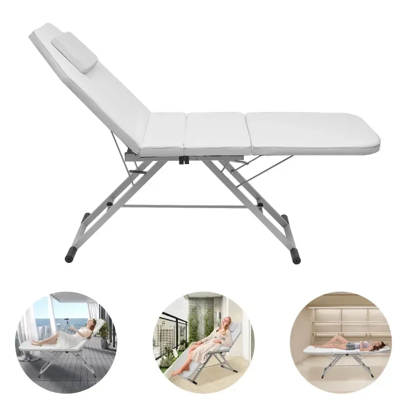 

3-Section Folding Massage Table Adjustable Portable Beauty Cosmetic Bed with Storage Bag for Spa Tattoo Massage folding Bed