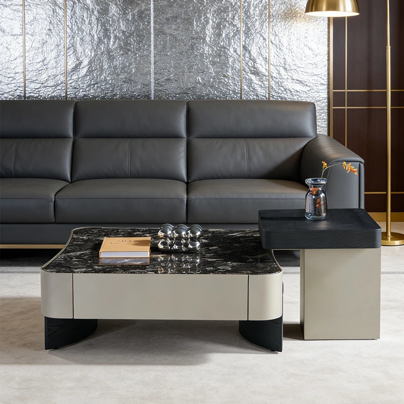 ak-Medium Density Fiberboard Painted Wood Veneer Irregular High Table Set Storage  Minimalist  Italian Living Room Furniture%