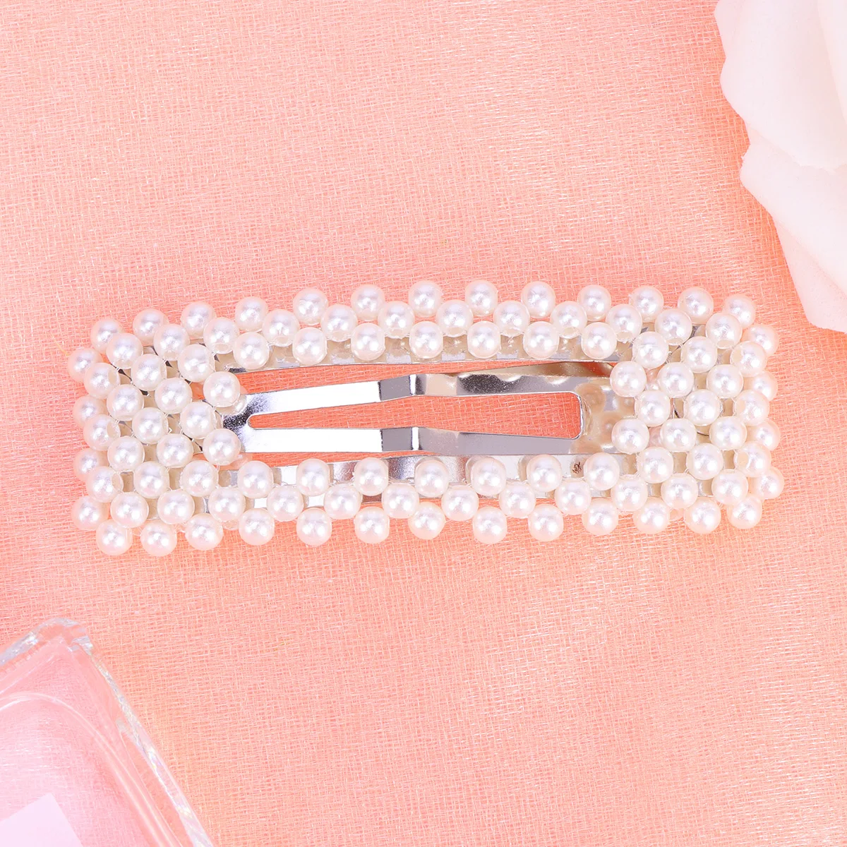 

Stylish Pearl Hair Clip Elegant Square Design Bang Clip Durable Long Lasting Use Wedding Party Everyday Accessories