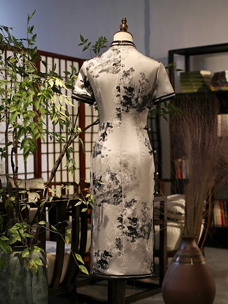 Retro Elegant Cheongsam New Year Mid-Length Chinese Style plus Size Dress High-End Xiangyun Yarn Women image 4