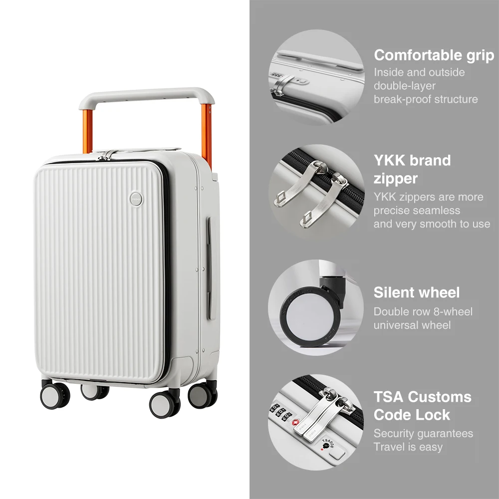 Carry On Luggage Front Opening Suitcase with Spinner Wheels Hardshell Lightweight Rolling PC Suitcases