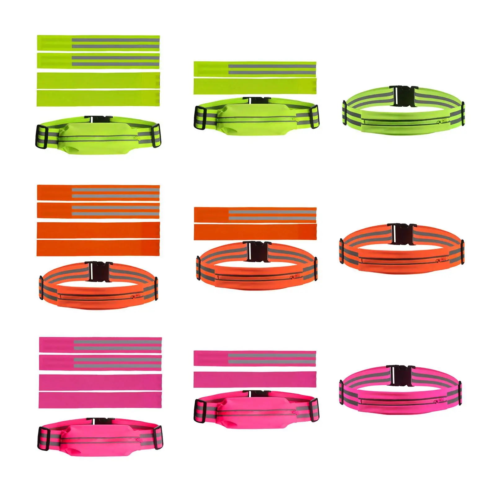 Adjustable Reflective Running Gear Safety Strap with Storage Bag Lightweight Waist Belt for Outdoor Fitness